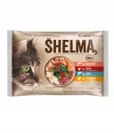 SHELMA teraviljavaba kuiv kassitoit, 4 x 85 g: l&otilde;he, tursk, veis, kana