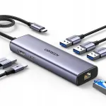 USB-C jaotur UGREEN 6-&uuml;hes, 3x USB-A 3.0, HDMI, RJ45, PD 100W, 4K, hall