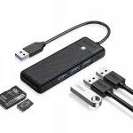 Orico PAPW3AT-U3 USB jagaja, 4 pesa, 3x USB-A 3.0, microSD/SD kaardilugeja