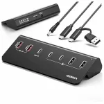 FIDECO USB-jaotur, 7 porti, USB 3.2, 72W toiteadapter, PD 45W