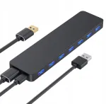 USB jagaja, 7 x USB 3.0 &uuml;hendust, must
