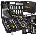 219-osaline v&otilde;tmepesade komplekt 1/2" 3/8" 1/4" roostevaba teras TOPEX kohvris