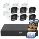 V&auml;ljas WiFi kaamerate komplekt 6 tk 5Mpx metallist silindrilised koos salvestusseadmega