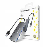 USB jagaja, 4x USB-A, 5 Gbps, l&uuml;litid