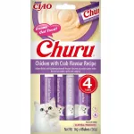 Kreemjas kassimaius INABA Churu kanalihaga ja krabimaitsega, 4 x 14 g