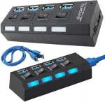PARENCE USB jagaja, 4 porti, USB 3.0, LED indikaatoriga