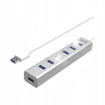 USB jagaja Unitek Y-3090, 7x USB 3.0, h&otilde;bedane, toiteadapteriga, 5 Gb/s