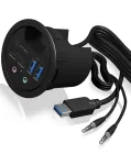 USB jagaja IcyBox IB-HUB1403B, 2x USB 3.0 A, 2x USB 3.0 C, heliv&otilde;imalus, lauapealselt kinnitatav