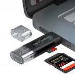 4in1 USB OTG USB-A + USB-C SD microSD must m&auml;lukaartide lugeja