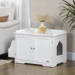 Kassitiibade kast 86x48x52 cm, puidust, valge, labidaga, l&otilde;hnakontrolliga