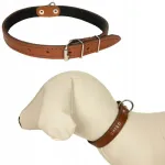 Nahast koera kaelarihm, pruun, 35&ndash;45 cm, 24 mm