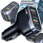 Autolaadija Webski, 2x USB, 2x USB Type-C, 30W, PD, QC, LED
