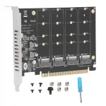 PCIe 4.0 x16 kaart, 4x M.2 NVMe SSD pistikut, 4x32 Gbps, RAID, LED indikaatorid