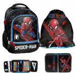 Koolikomplekt PASO Spider-Man: seljakott, kott, pliiatsikott, must, poistele