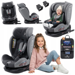 Laste auto turvatool ISOFIX, 360&deg; p&ouml;&ouml;ratav, 40&ndash;150 cm, i-Size R129, esemete hoidjaga