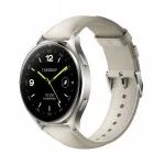 Xiaomi Watch 2 nutikell, titaanihalli korpusega ja valge nahkrihmaga