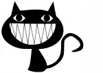 Taustata kleebis autole v&otilde;i mootorrattale KITTEN WITH BIG TEETH, 12 x 13,9 cm