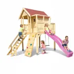 Square Toys Maja laste m&auml;ngumaja liuplatvormi, kiikude ja ronimisk&ouml;iega