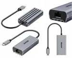 UNITEK U1343AGY01 alumiiniumist USB-C RJ45 5Gbps adapter LED indikaatoritega