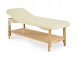 Puidust massaažilaua NOVA 70 cm riiuliga, reguleeritav, helekreemjas