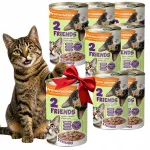 2 Friends m&auml;rgtoit kassidele kanaga, 72% liha kastmes, 7 x 415 g + 1 kingitus