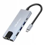 USB adapter Qoltec USB-C 5in1, PD 100W, HDMI 4K, RJ45, 2x USB, alumiinium