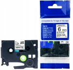 BROTHER TZe-211 silt, valge, 6 mm