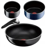 TEFAL INGENIO pannide ja pottide komplekt: 28 cm wok-pann, 16 ja 20 cm potid eemaldatavate k&auml;epidemetega gaasi- ja elektripliidile sobiv