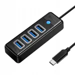 USB-C kuni 4x USB 3.0 jagaja Orico, 5Gbps, 0,15 m, must