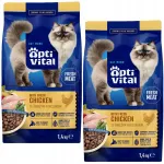 Kuiv kassitoit OPTIVITAL kanaga, 2 x 1,4 kg