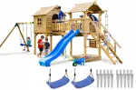 Laste m&auml;ngumaja SQUARE TOYS XXL libedaga, 2 kiikumise ja liivakastiga