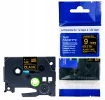 Kleebislint Brother TZe-324, 9 mm, must kuldse tekstiga
