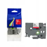 Kleepuv teip Brother TZe-445, 18 mm x 8 m, punane valgete kirjavigadega