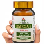 Omega 3 1000mg EPA/DHA vitamiin E-ga, 60 kapslit