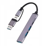 SLIM HUB 2in1 USB jaotur, 3xUSB-A, 1xUSB-C, USB 3.0