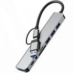 USB-C 3.0 8in1 adapter: SD/TF kaardilugeja, audio, HUB dokipeatus