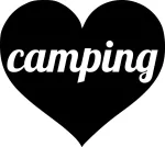 Kleebis autole CAMPING, 14 x 15,6 cm, taustata