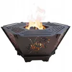 Kuusnurksest kokkupandav 3 mm GARDEN HEARTH grill lillemustriga