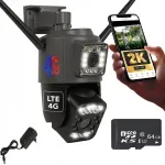 P&ouml;&ouml;ratav kaamera 2x2MP + 2MP suumobjektiiviga, 4G LTE GSM, SIM-kaardi tugi, 2K resolutsiooniga