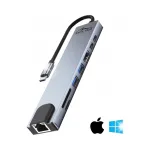 Doki alus Media-Tech USB-C, LAN, HDMI, 8-&uuml;hes, SD, microSD, 100W GIGA HUB