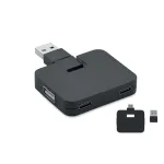 USB-jaotur 4 &uuml;hendust, must, Midocean, ABS