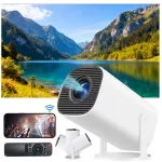 Kaasaskantav valge mini projektor WiFi Bluetooth Android TV
