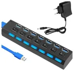 USB 3.0 jagaja, 7 porti, 60 cm, toiteadapteriga