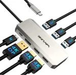 USB-C hub WAVLINK WL-UMD308L, 7-in-1, 2&times; HDMI, DP 4K 144Hz, 3&times; USB, 100W