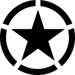 Taustata kleebis STAR US Army, 18 x 18 cm, autole, kiivrile, pagasiruumi