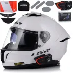 Motorratturi kiiver LS2 FF808 Stream II, valge, blendi ja Bluetooth interkoomiga