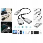 USB jagaja adapter, USB 2.0 Y kaabel, punutud, 480 Mbps, sobib PS4, PS5, s&uuml;learvutile