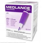 Steriliseeritud lancetid MEDLANCE PLUS 25G 1,5 mm, 400 tk (2 pakki)