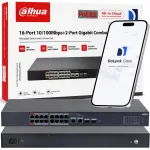 V&otilde;rgu kommuter DAHUA CS4218-16ET-240 PoE, SFP, 7,2 Gb/s, hallatav, j&auml;lgimisega