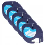 DYMO LetraTag liimiriba, valge, 12 mm x 4 m, plastiline, 5 tk